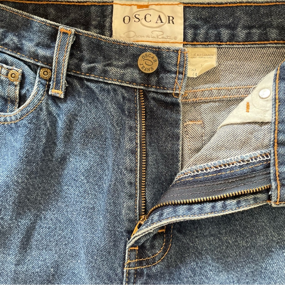 Vintage Oscar de la Renta mom jeans size 28 high waisted medium wash 90s rigid - Picture 9 of 11